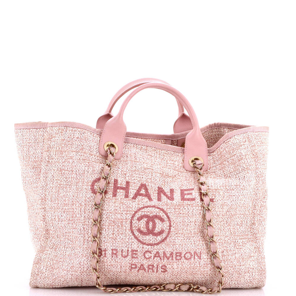 Chanel Medium Deauville Tote Raffia with Glitter Detail